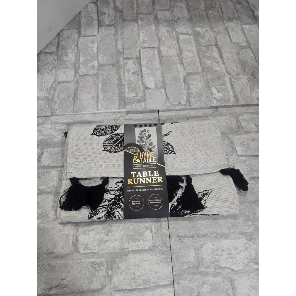 Thyme & Table Harvest Collection Table Runner Black & White 14in W 72in L ~ New